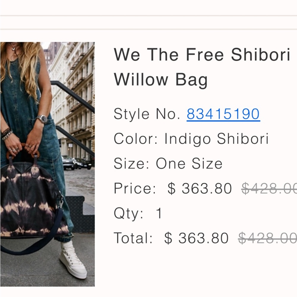 Brand new Free People Shibori Willow Leather Bag with wood handle/shoulder strap - Picture 4 of 4